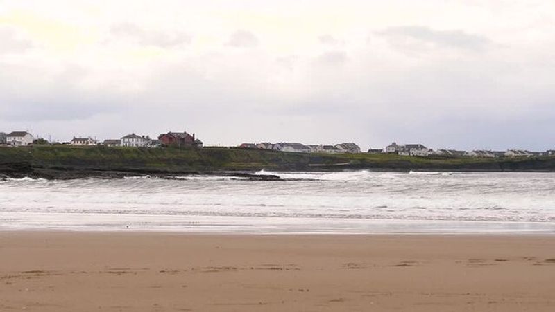 Choppy waves at the beach along the Atlantic Coast, on an overcast day. Bundoran, Co. Donegal, Ireland