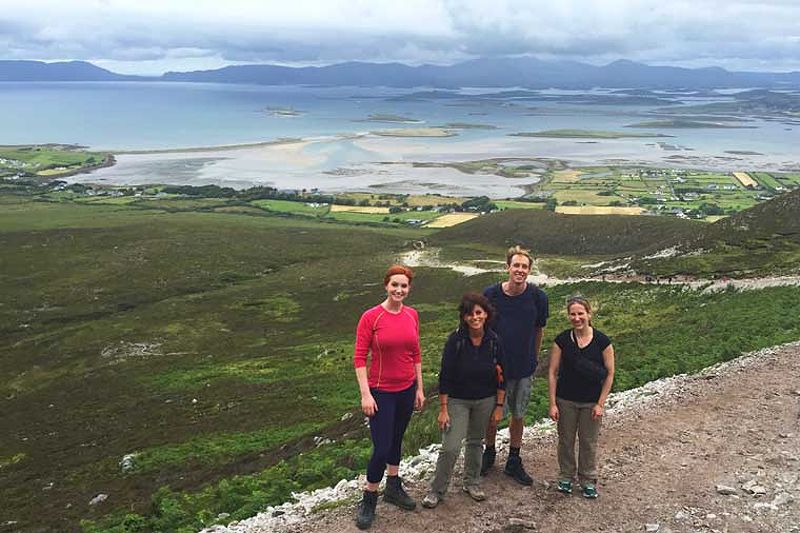 Family hiking on Croagh Patrick