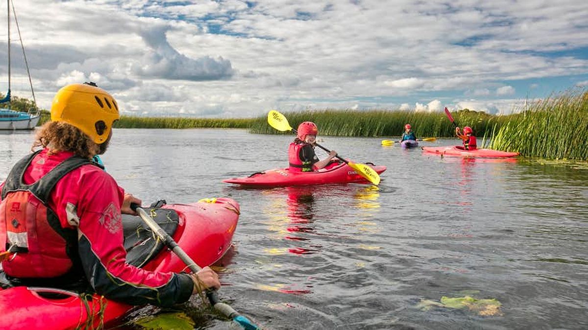 Kayakers paddling near Lough Derg