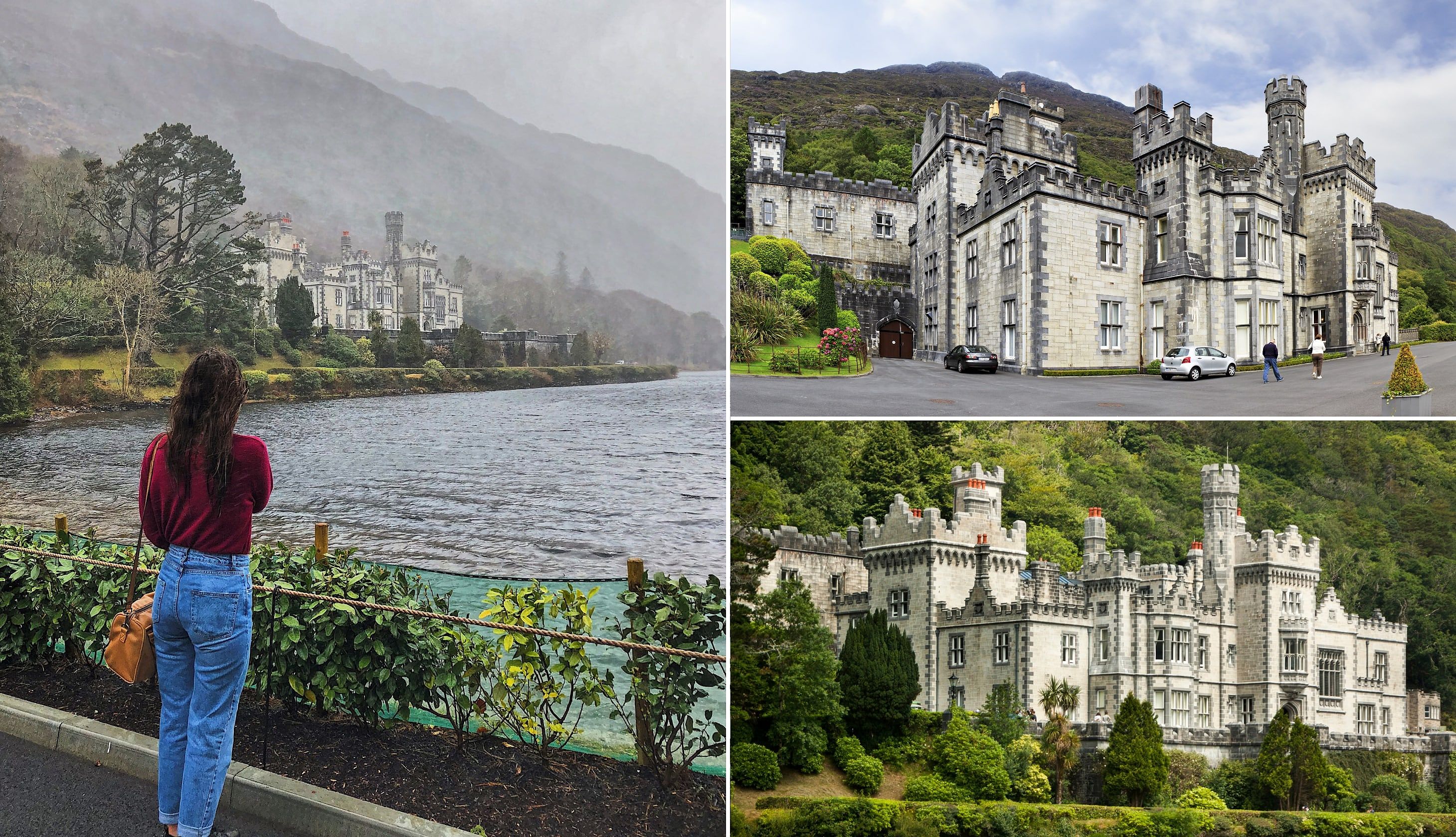 Kylemore Abbey with lake and gardens