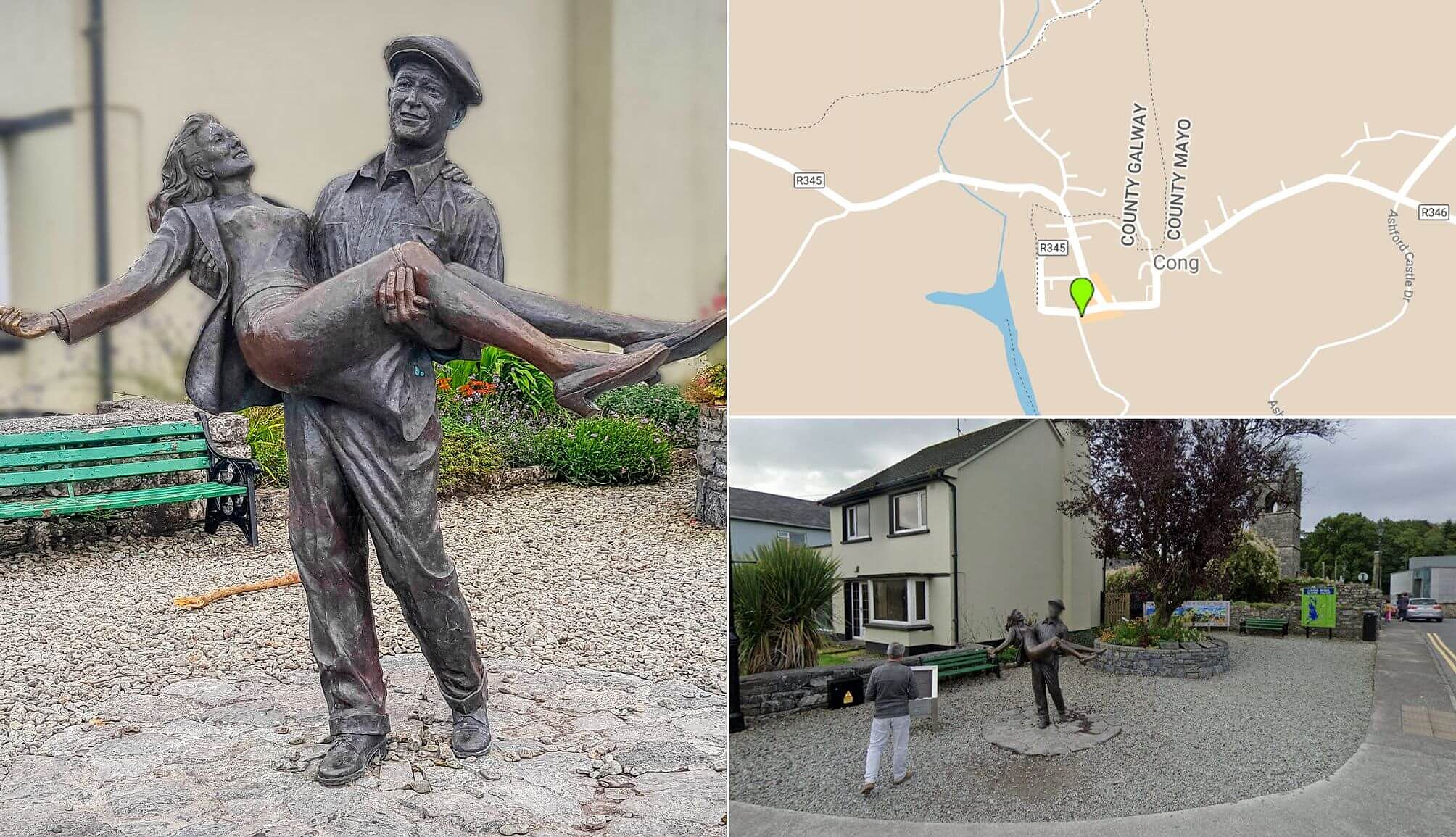 Statue of John Wayne and Maureen O'Hara